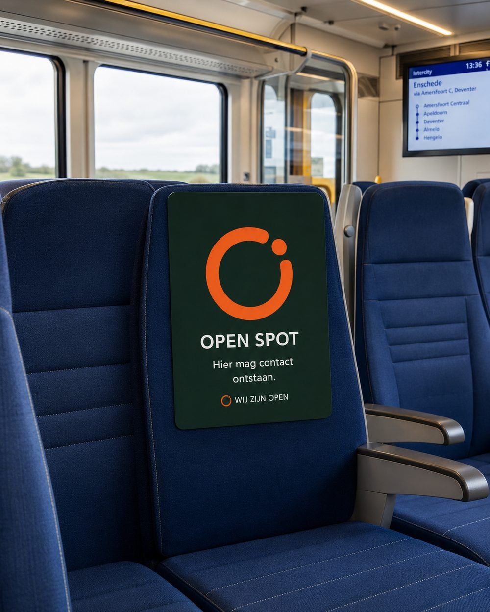 Open Spot-teken op een treinstoel