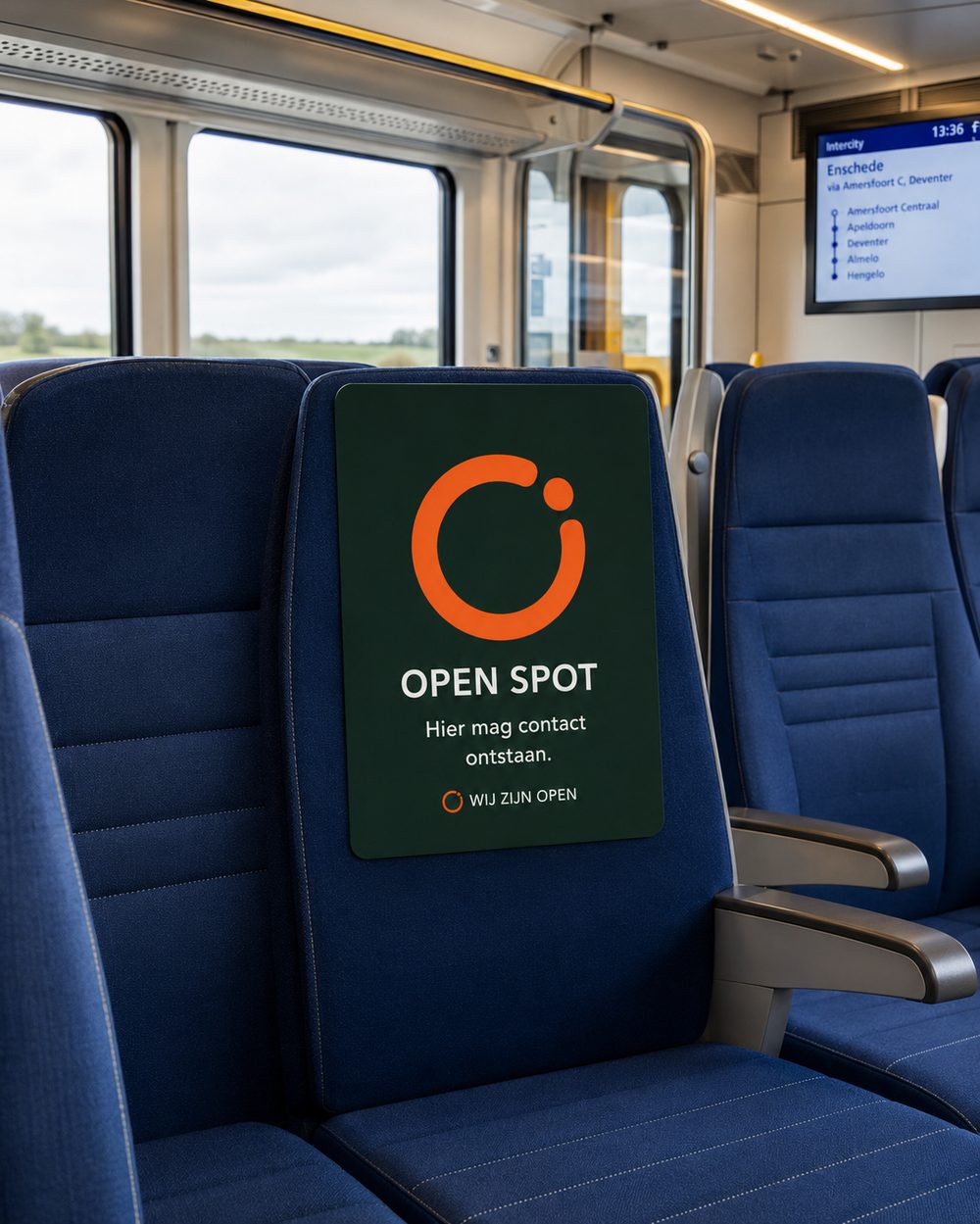 Open Spot-teken op een treinstoel